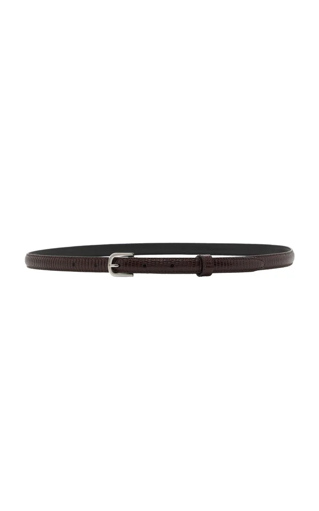Slim Lizard-Embossed Leather Belt