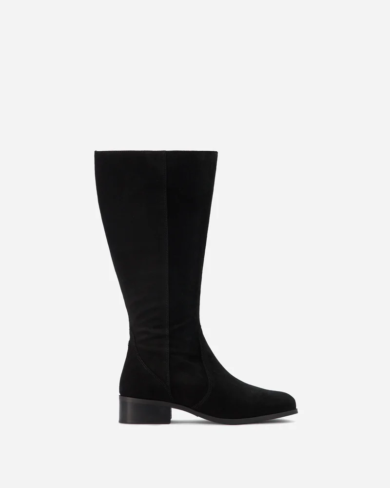 Haltham Petite Shaft Knee-High Boots in Black Suede