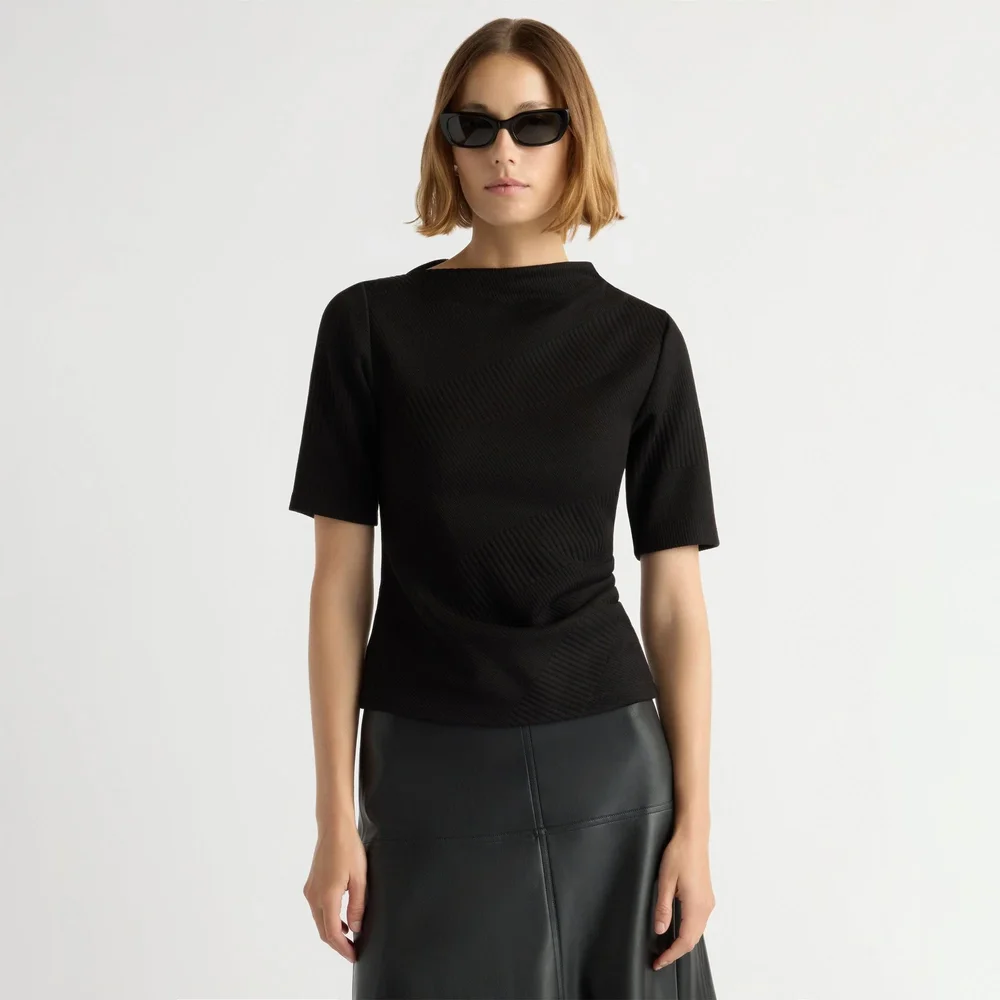 Modern Citizen Pauline Ribbed Asymmetric-Neck Top