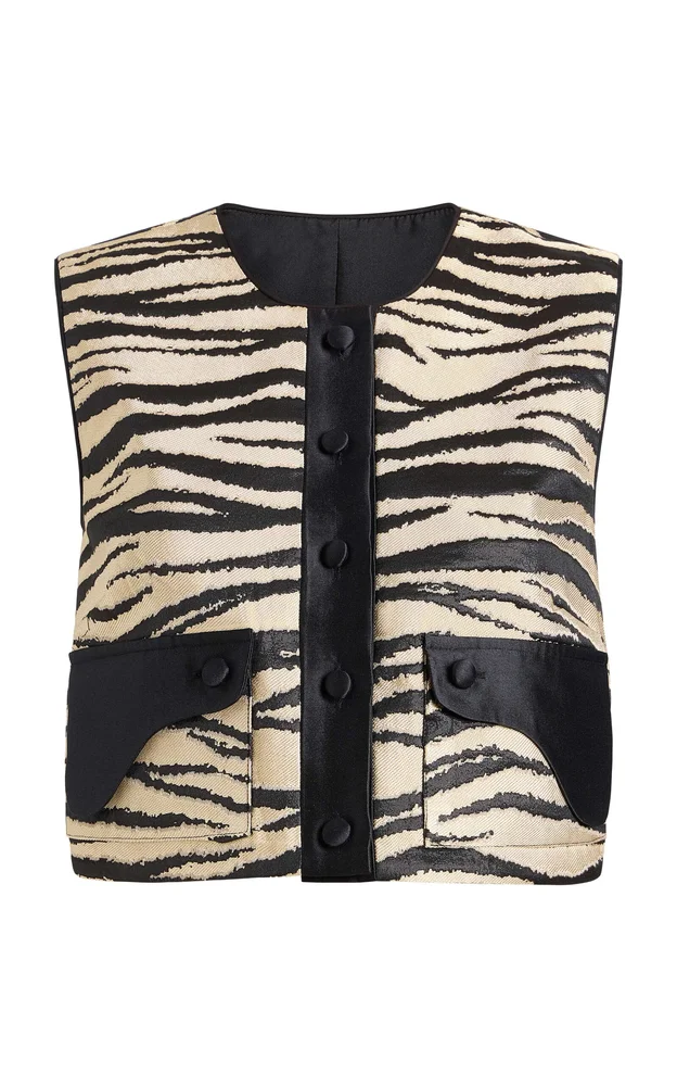 Xena Zebra-Striped Twill Top