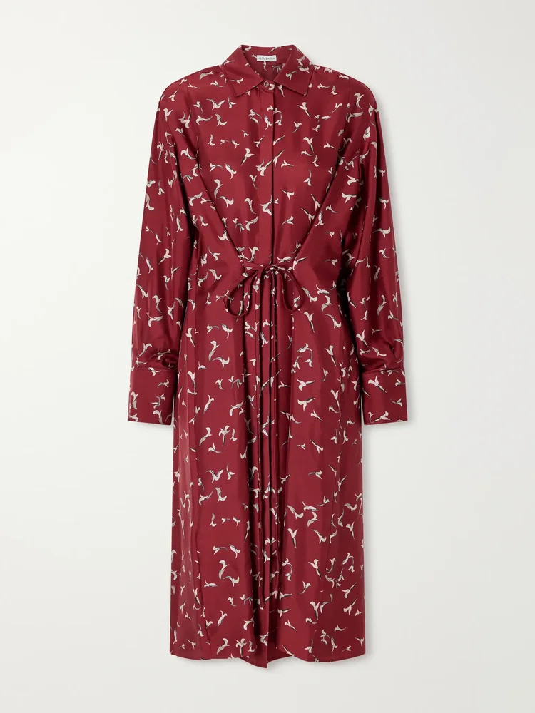 Floyd belted printed silk-twill midi dress