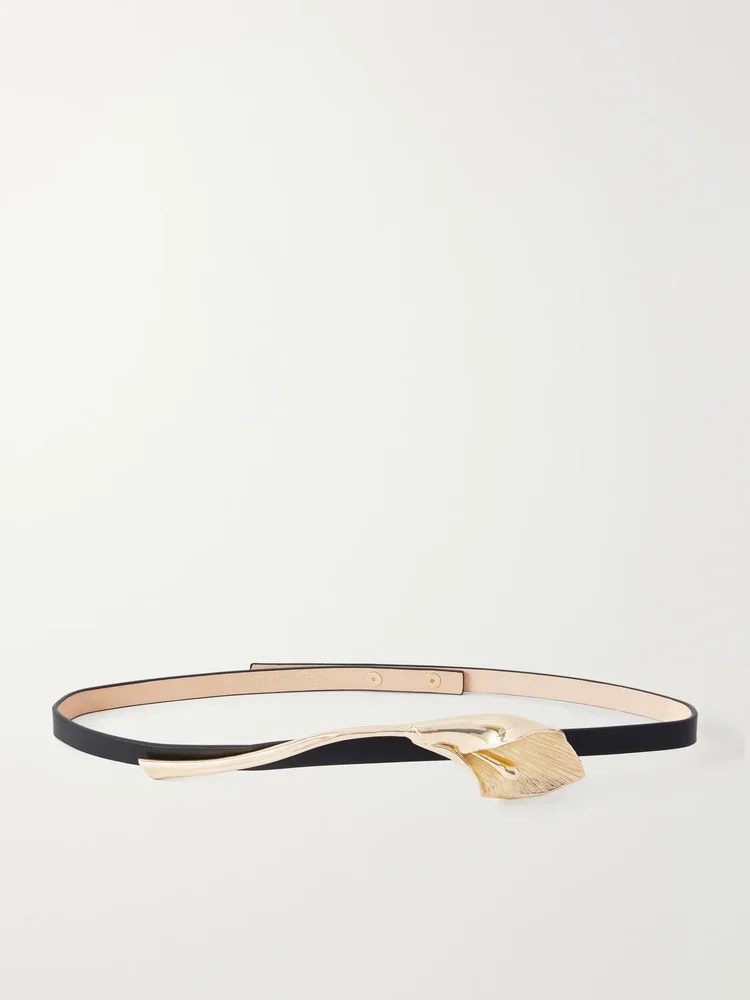 Calla Lily embellished leather belt