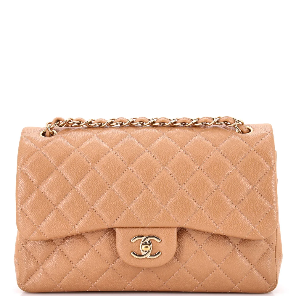 Pre-Owned Classic Double Flap Bag Quilted Caviar Jumbo