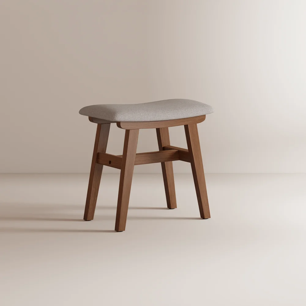 Anita Aevah Solid Wood Vanity Stool with Saddle Cushion
