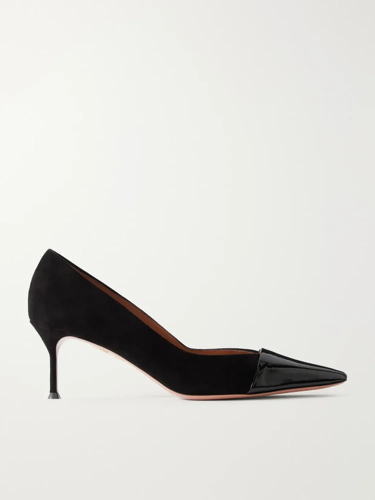 Orbit Pump 65 patent leather-trimmed suede pumps