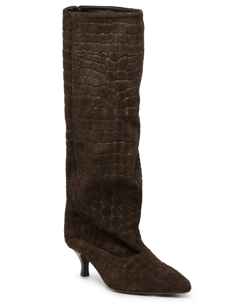 Roxy Snake Embossed Slouch Tall Dress Boots