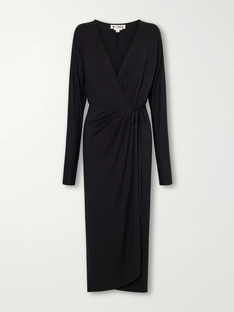 Daria draped stretch-modal jersey midi wrap dress