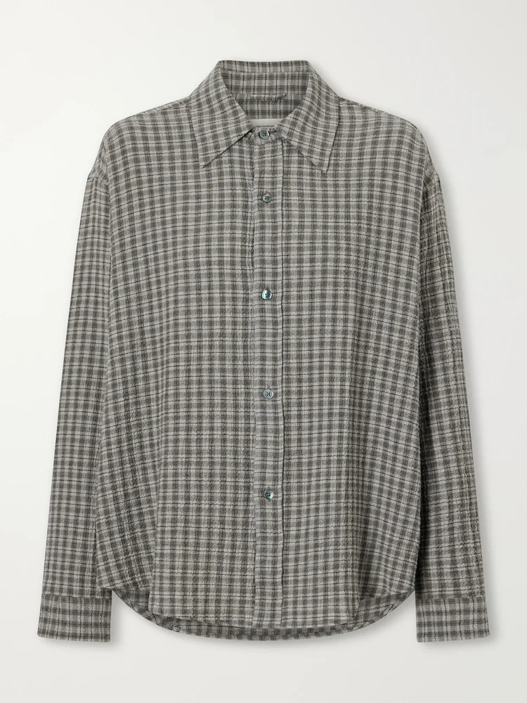 Vacation checked cotton-blend shirt