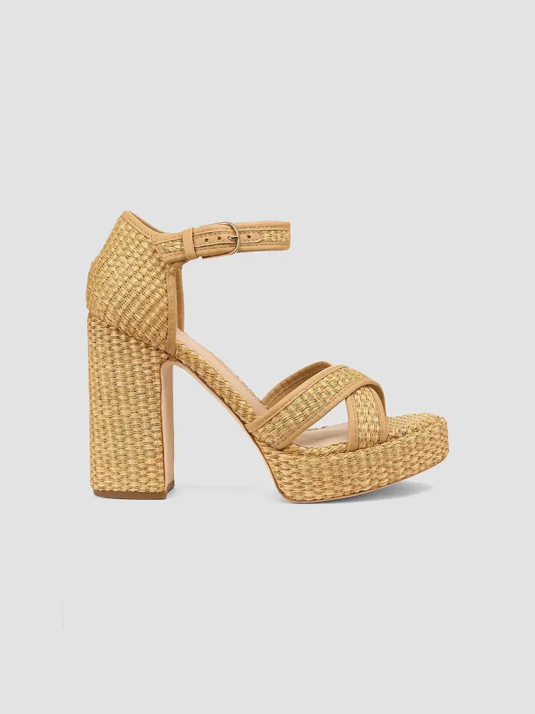 115MM Raffia Platform Sandals