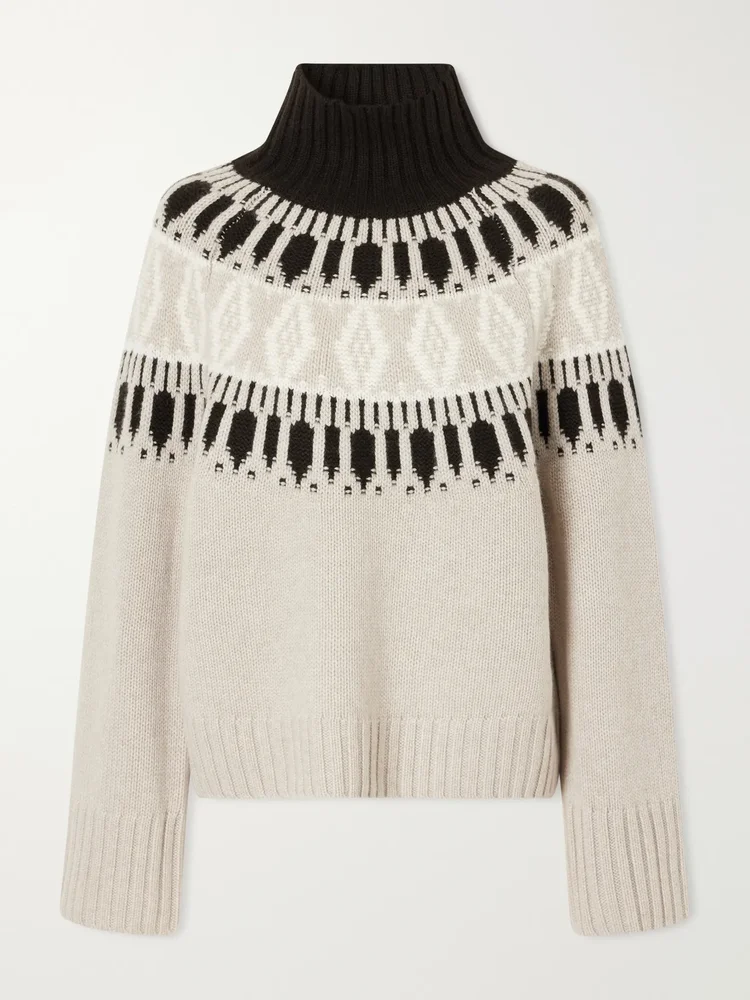 Whistler Fair Isle intarsia-knit cashmere turtleneck sweater