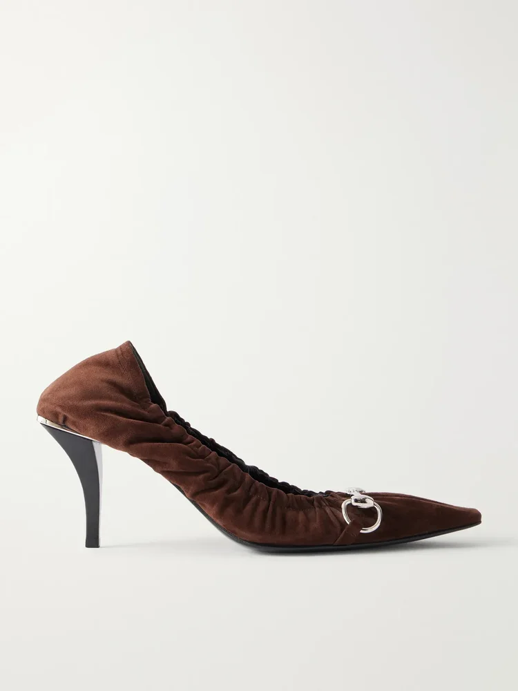 vittoria 75 horsebit embellished suede pumps