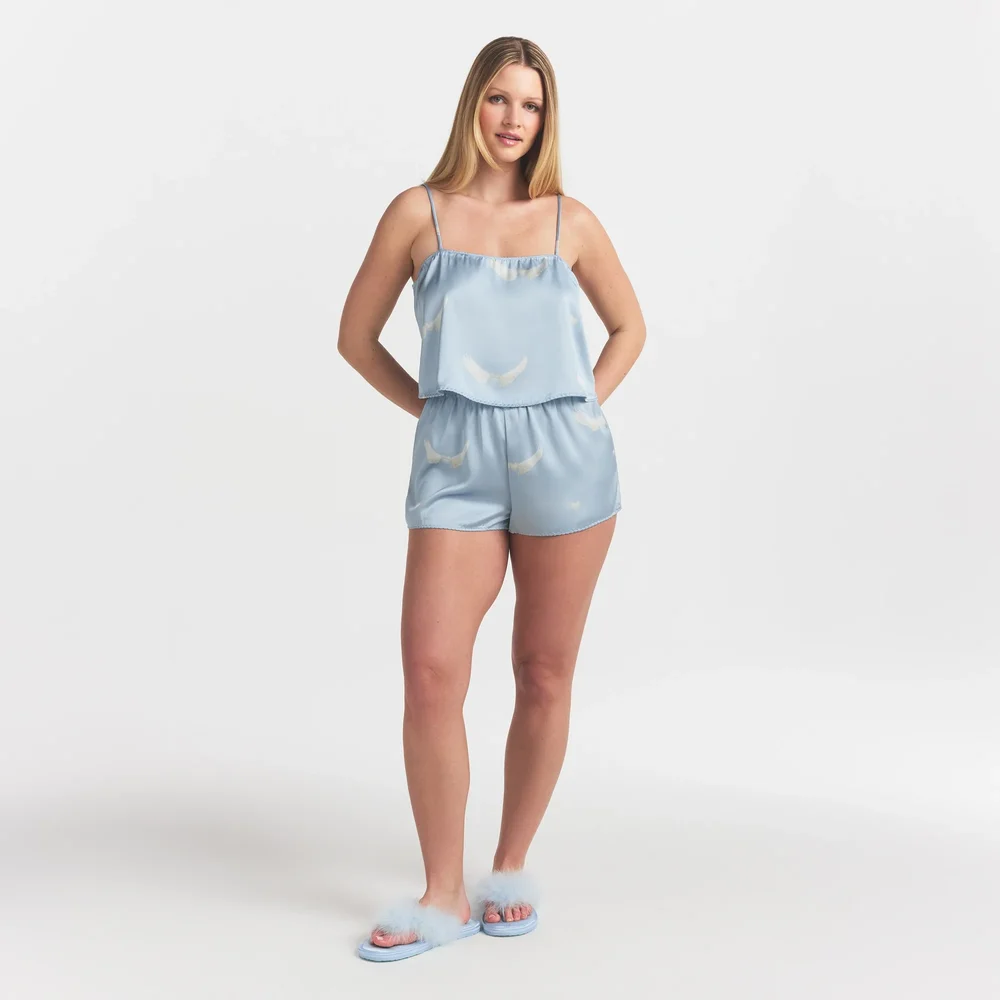 Woven Shine Cami And Short Sleep Set in Aero Wing Hearts Print