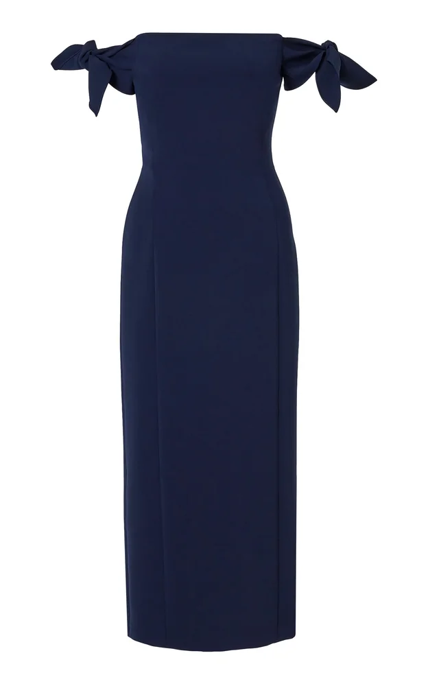 Off-The-Shoulder Crepe Midi Dress