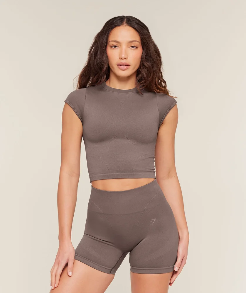 Gymshark Poise Crew Neck Short Sleeve Top - Cool Brown