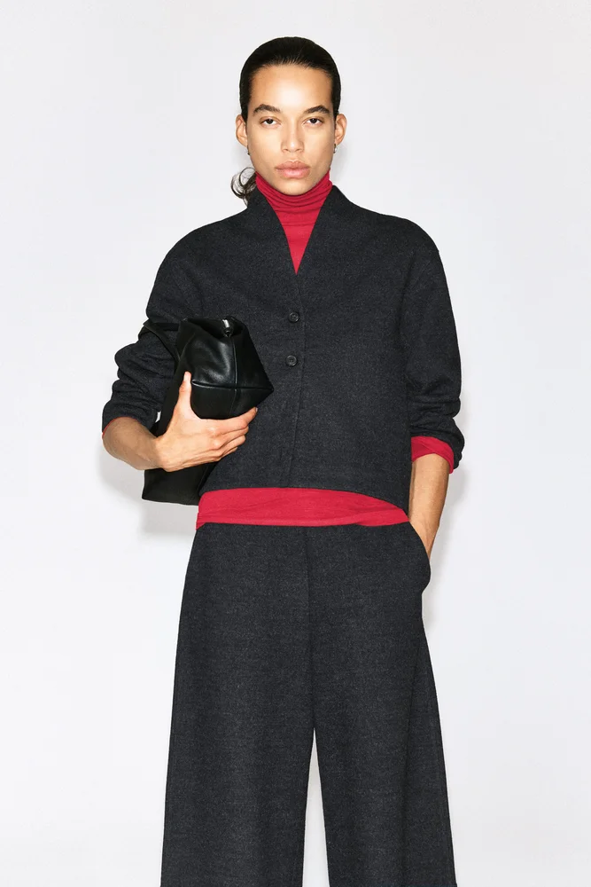 Boiled Wool-Blend Shawl-Collar Cardigan
