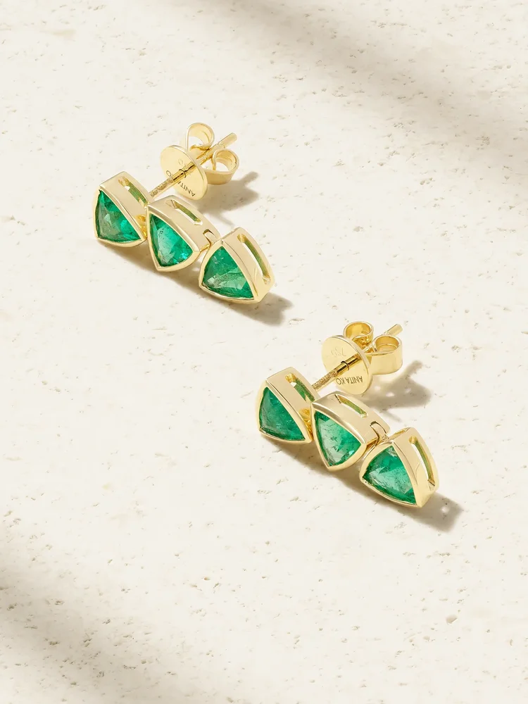 18-karat gold emerald earrings