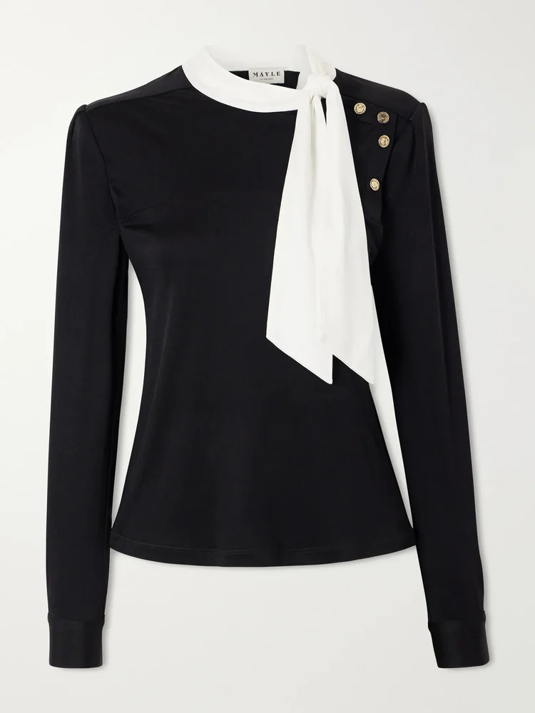 Desi tie-detailed silk shirt