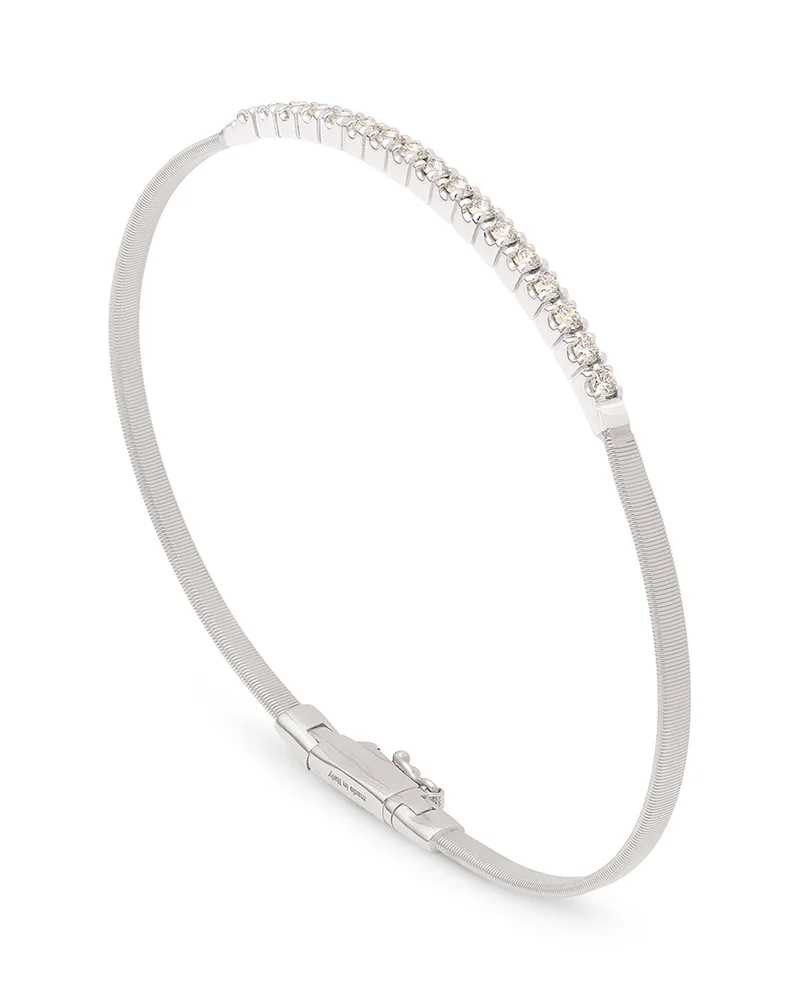 18K White Gold & Diamond Masai Medium Stackable Bracelet