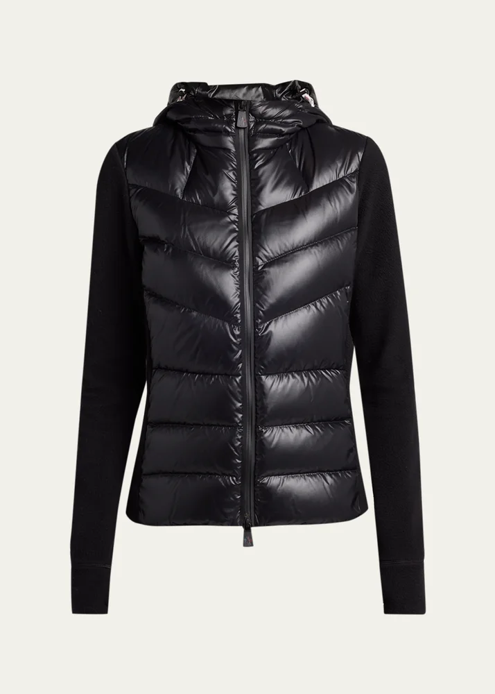 Padded Down Zip-Up Hoodie Cardigan