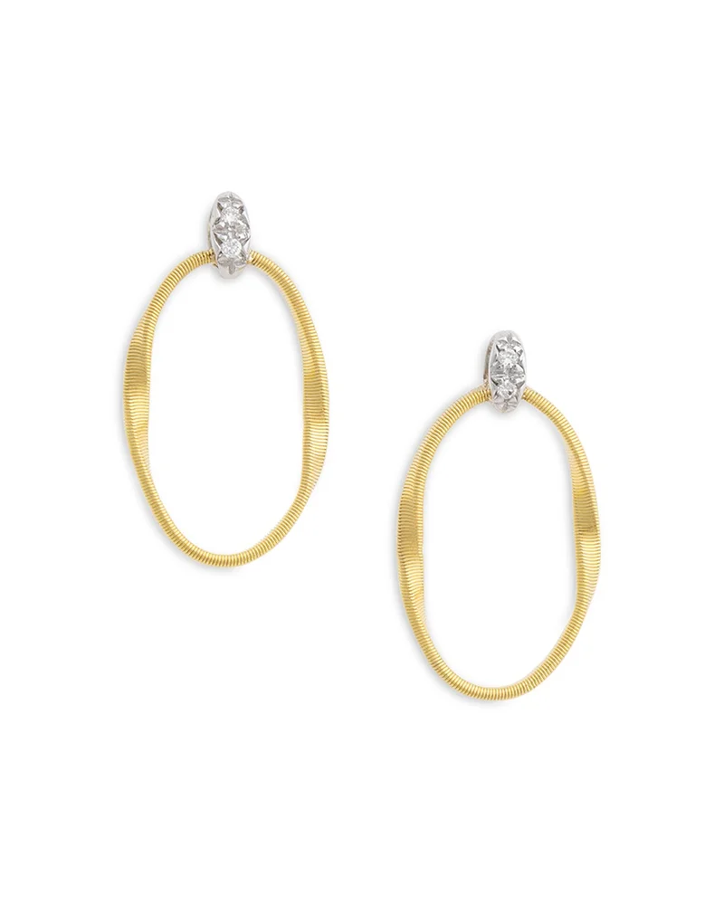 18K Yellow Gold Onde Diamond Drop Earrings