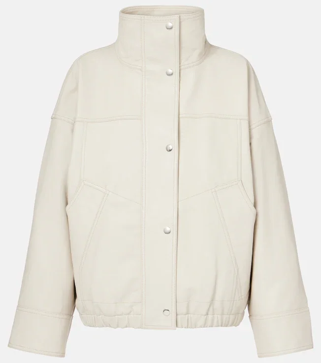 Leather bomber jacket