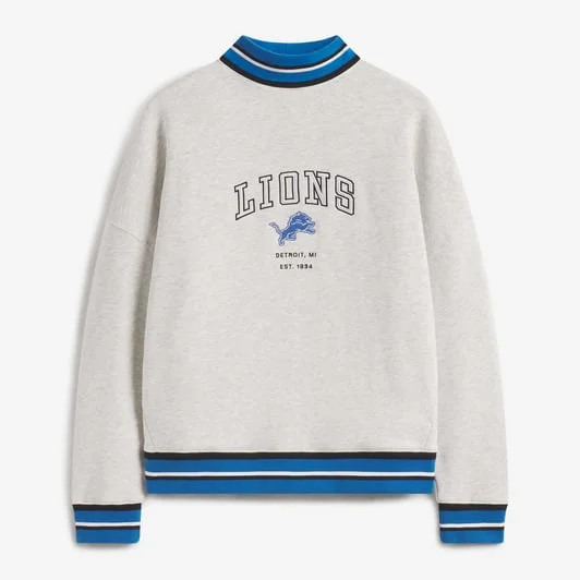 Women's Heather Gray Detroit Lions Mock Neck Sweatshirt