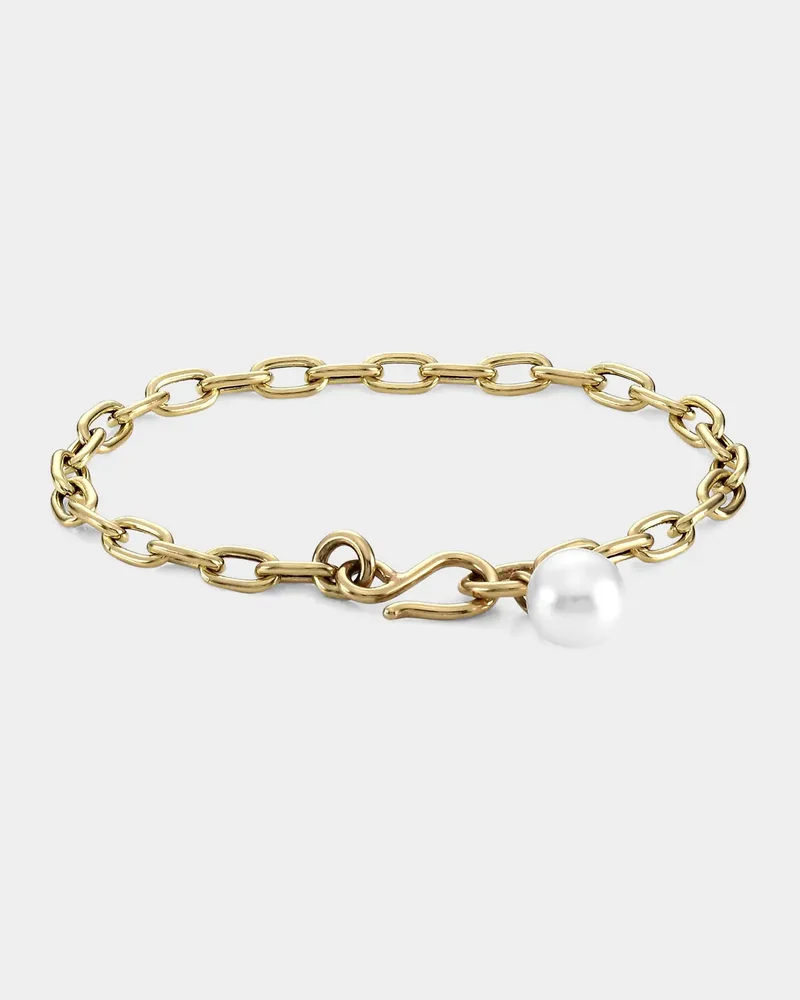 14K Yellow Gold Pearl Medium Chain Bracelet