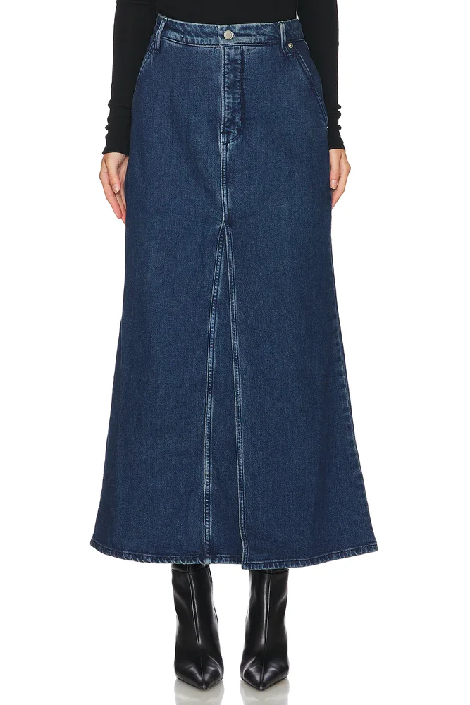 Fit And Flare Denim Maxi Skirt