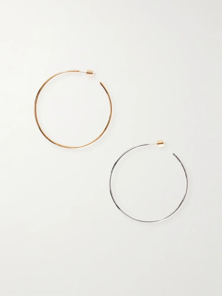 Thread gold and silver-tone hoop earrings