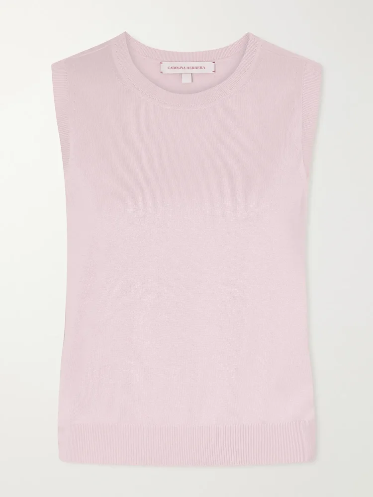 Ribbed silk and cotton-blend vest