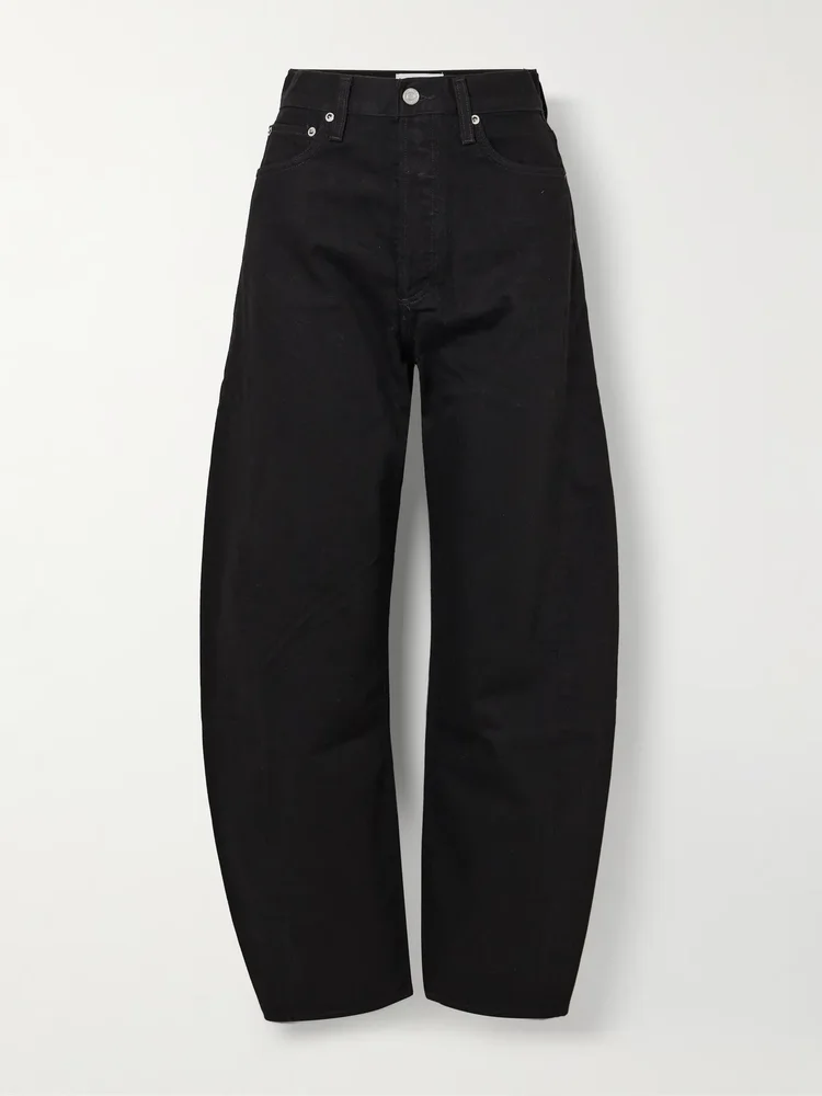 Luna Pieced organic high-rise barrel-leg jeans