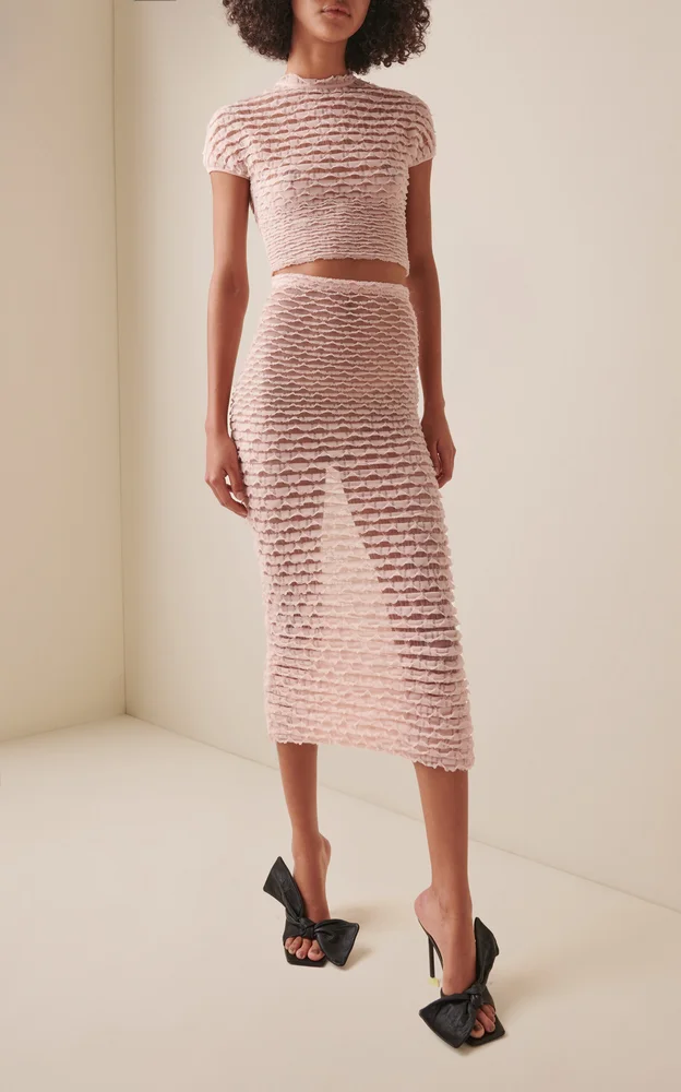 Frills Knit Midi Skirt