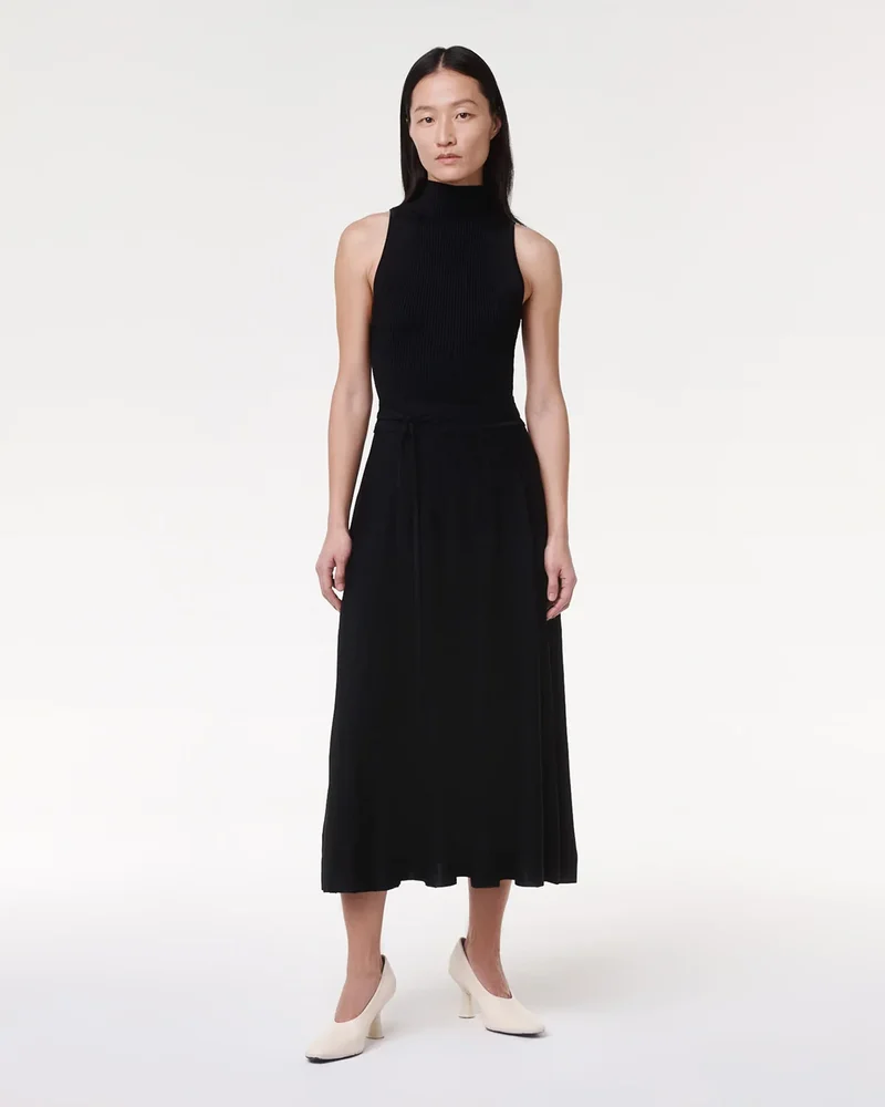 Pleated Mock Neck Dress - Resale