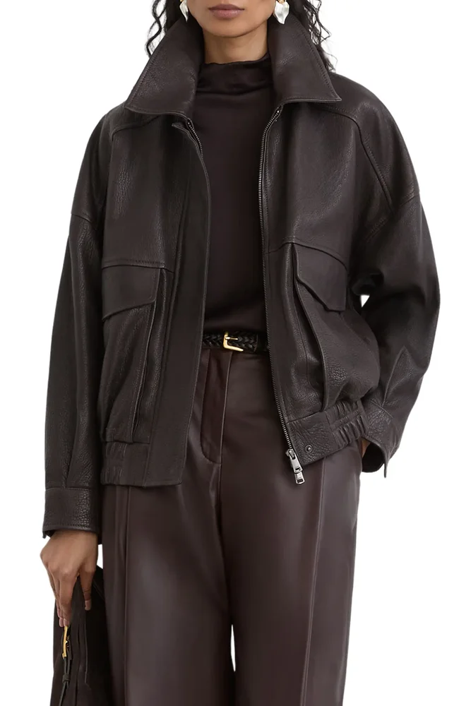Petra Leather Jacket (Ebony Brown)