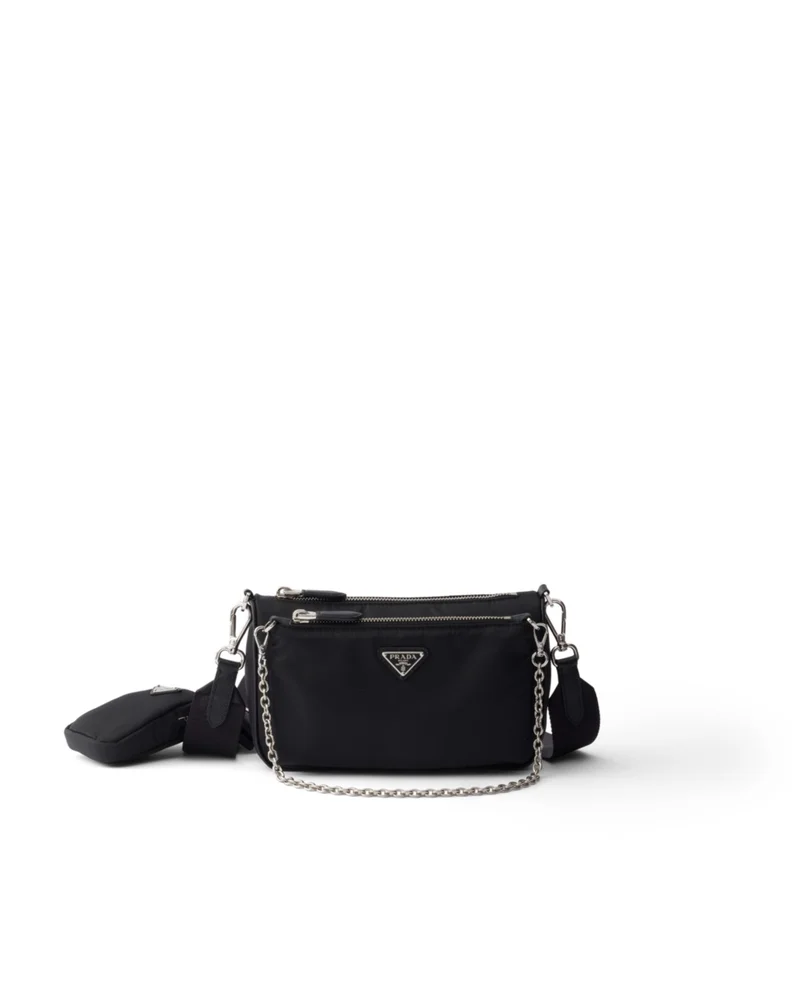 Re-nylon and Saffiano Leather Mini Shoulder Bag