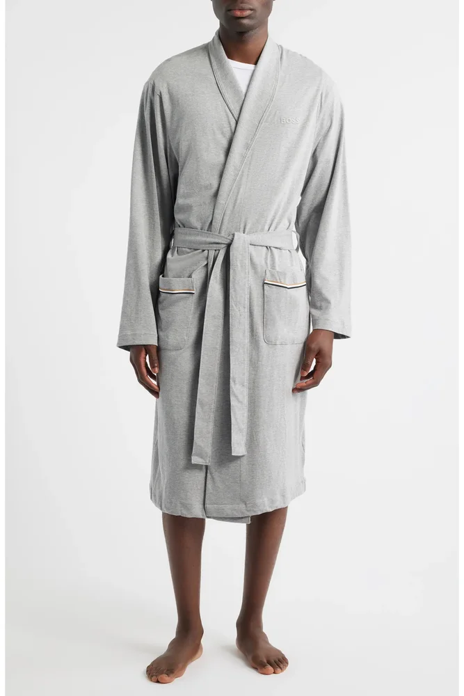Shawl Collar Knit Cotton Robe
