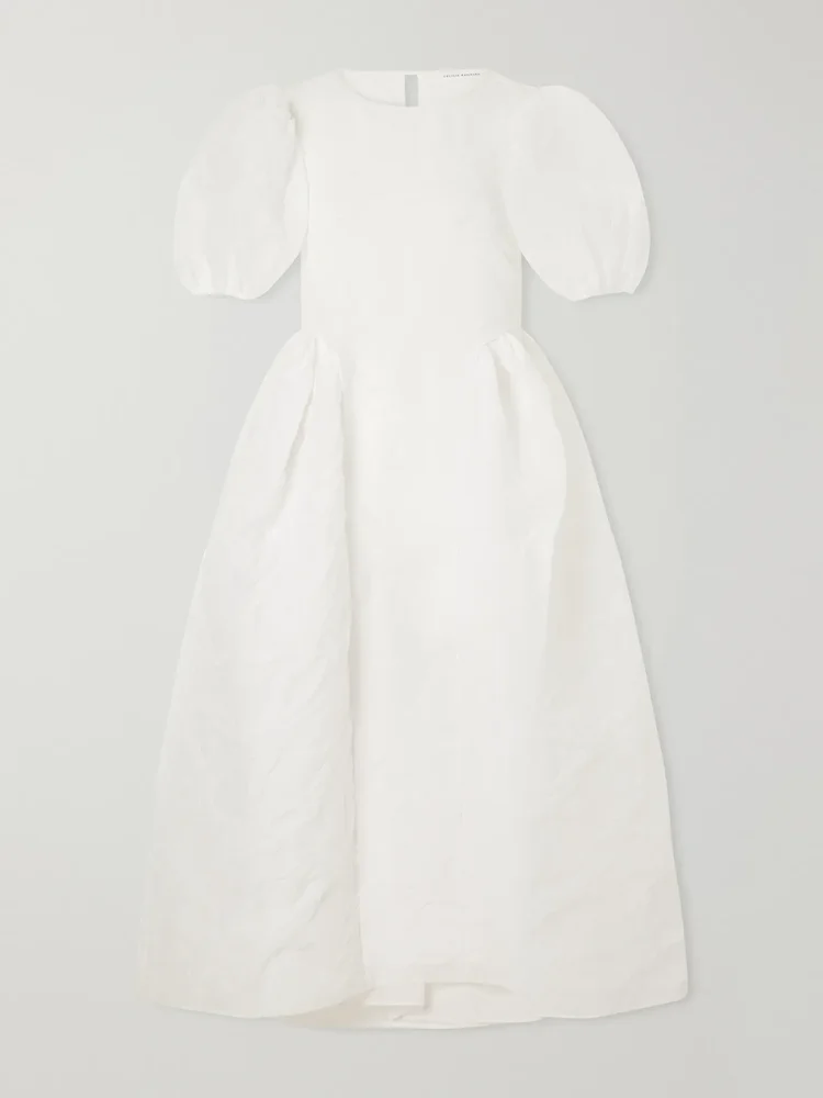 Crinkled papillon matelassé midi dress