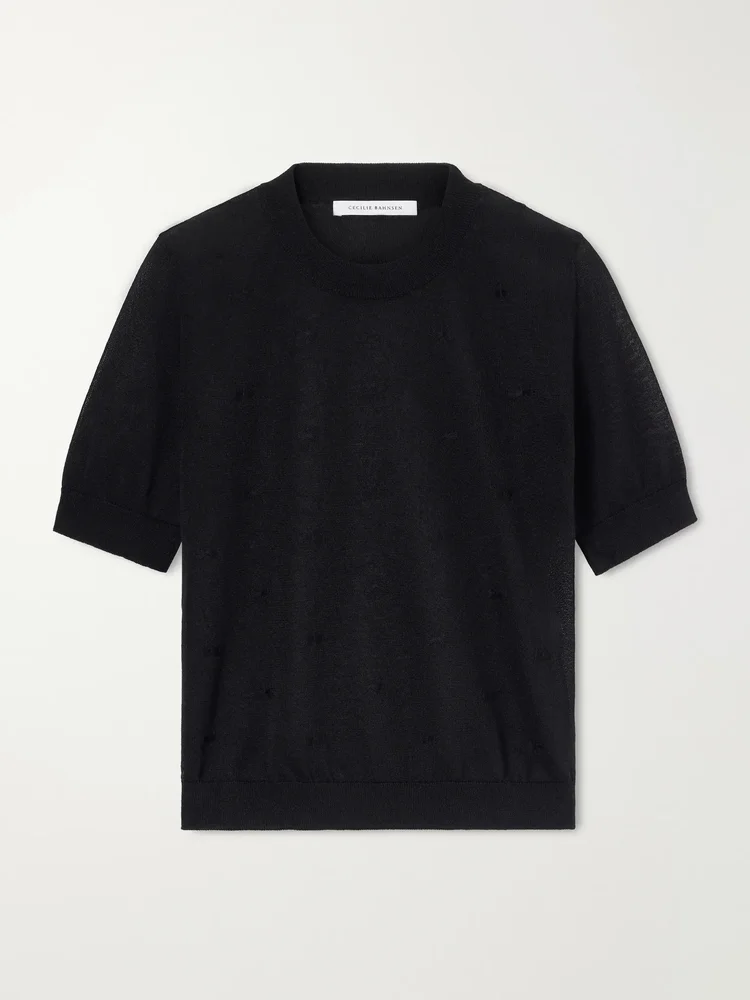 CBFillo embroidered knitted ramie blouse