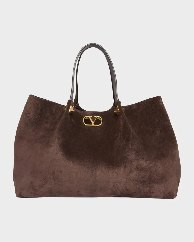 Large Rockstud Suede Shopping Tote Bag