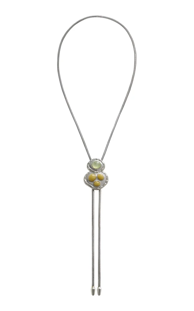 The Blythe In Silver With Prehnite And Yellow Opal