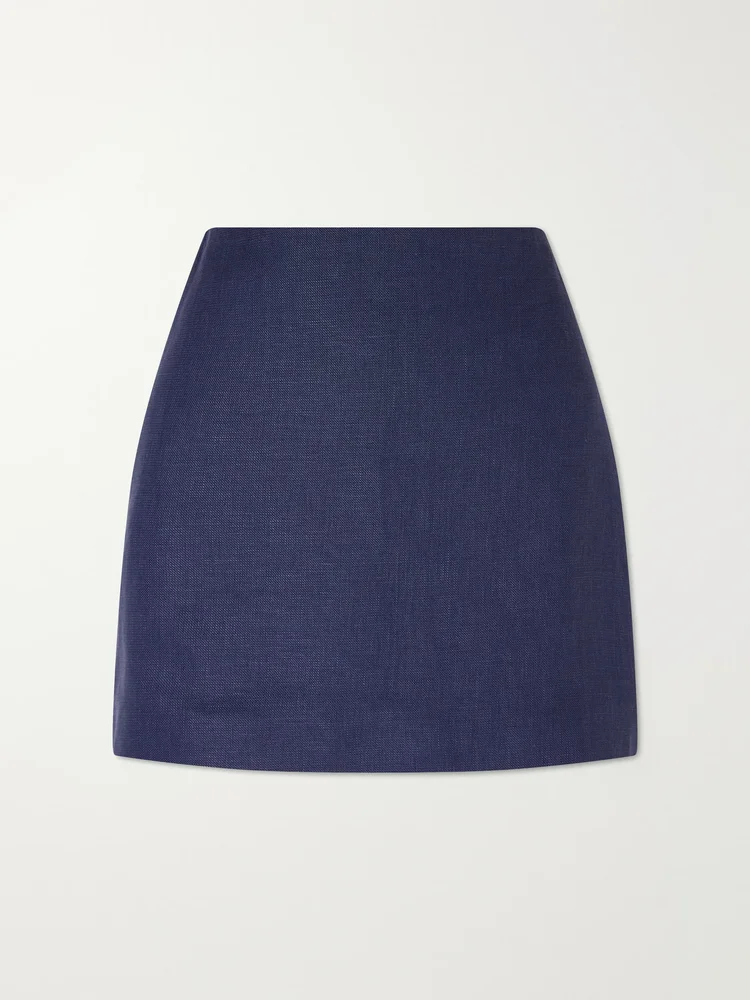 Nightbreak linen, wool and silk-blend mini skirt