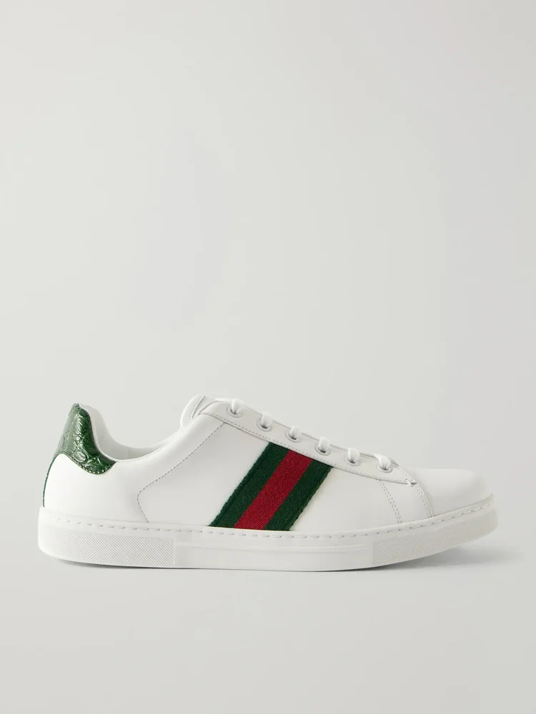 Ace 2.0 webbing-trimmed leather sneakers