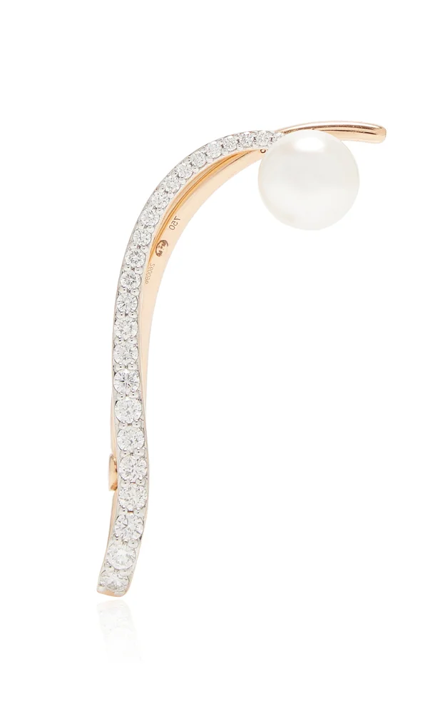 Astral 18K Rose Gold Pearl, Diamond Single Ear Jewel
