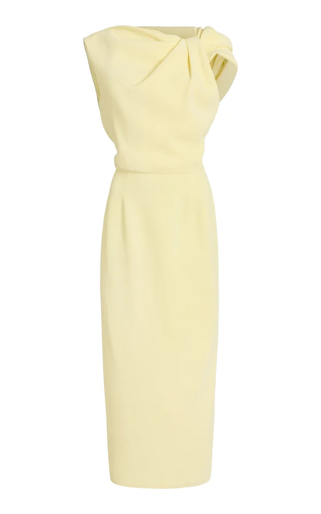 Draped Crepe Midi Dress
