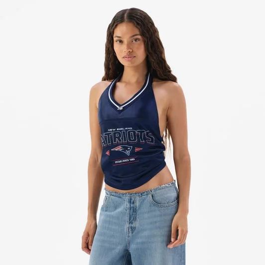 Women's Navy New England Patriots Jersey Halter Top