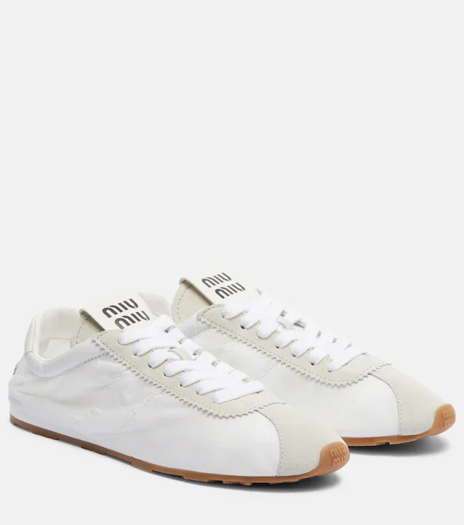 Plume suede-trimmed sneakers