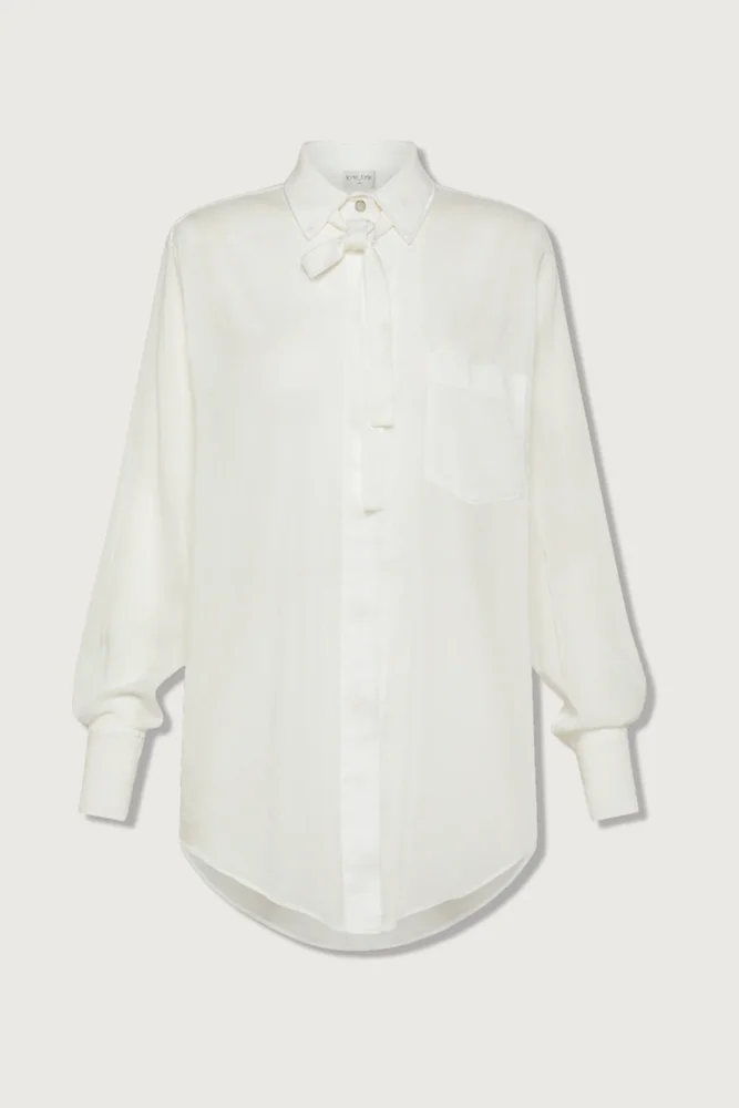 Cotton/Silk Shirt with Velvet Collar
