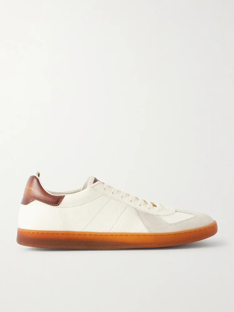 Militia 001 Suede-Trimmed Full-Grain Deerskin Sneakers
