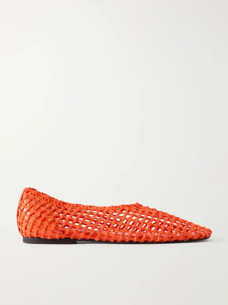 Slant crocheted ballet flats