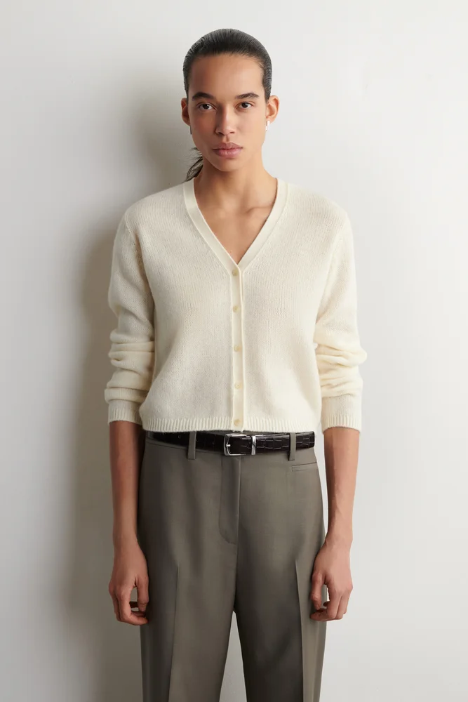 Cashmere Button-Front Cardigan Sweater